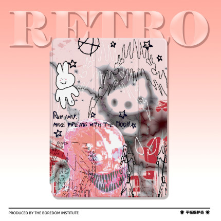 日系插画小众酷恶魔暗黑适用于iPadPro11三折保护壳air4/5/mini6