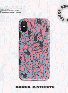 可爱粉色叠加兔子插画适用OPPORENO苹果IPhone7/8/XR/11/12/14/15/16/16pro菲林手机壳imd硅胶软壳小米华为