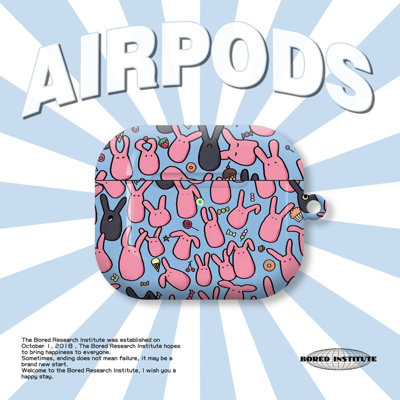ins风可爱小兔子插画简约潮流卡通适用于AirPods3代耳机壳AirPodsPro第二代/一代保护套光面硬壳AirPods4代