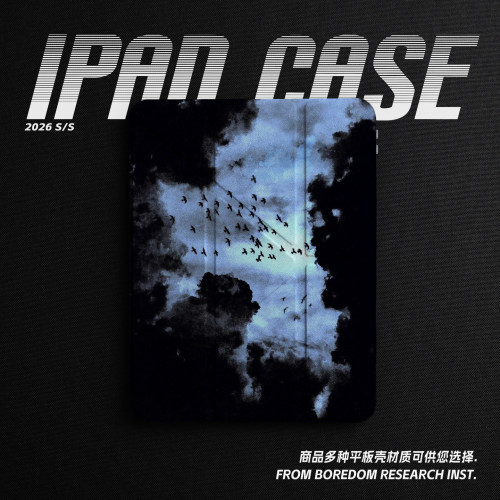 暗调云海飞鸟剪影复古胶片艺术适用苹果2025款iPadPro11寸/13寸Y折保护壳air8/mini7亚克力360旋转平板壳书本