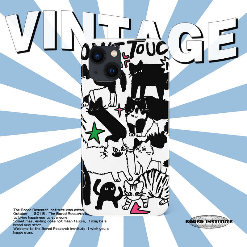 黑白奶油猫咪可爱简笔画潮流复古艺术小众适用于苹果IPhone15/14promax/13pro/12/11/xs/16菲林手机壳IMD软壳