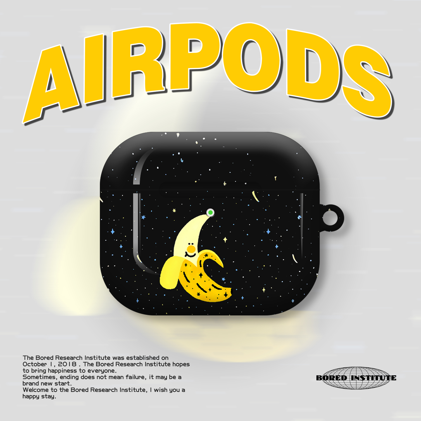 艺术星空香蕉插画小众卡通搞怪童趣适用于苹果AirPods3代耳机壳AirPodsPro3/二代保护套光面硬壳AirPods4代