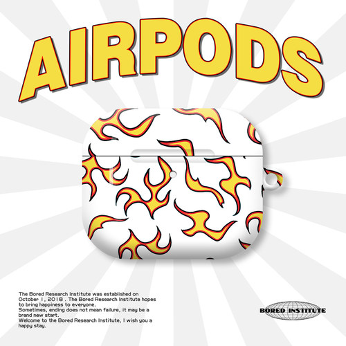 ins风白色火焰golf复古潮牌美式潮流美式个性AirPods3代耳机壳AirPodsPro第二代/一代保护套硬壳AirPods3/4代