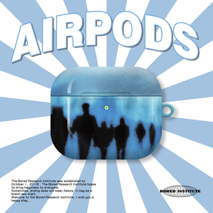 复古蓝色版 一代保护套光面硬壳AirPods4代 画小人小众复古简约抽象适用于AirPods3代耳机壳AirPodsPro第二代