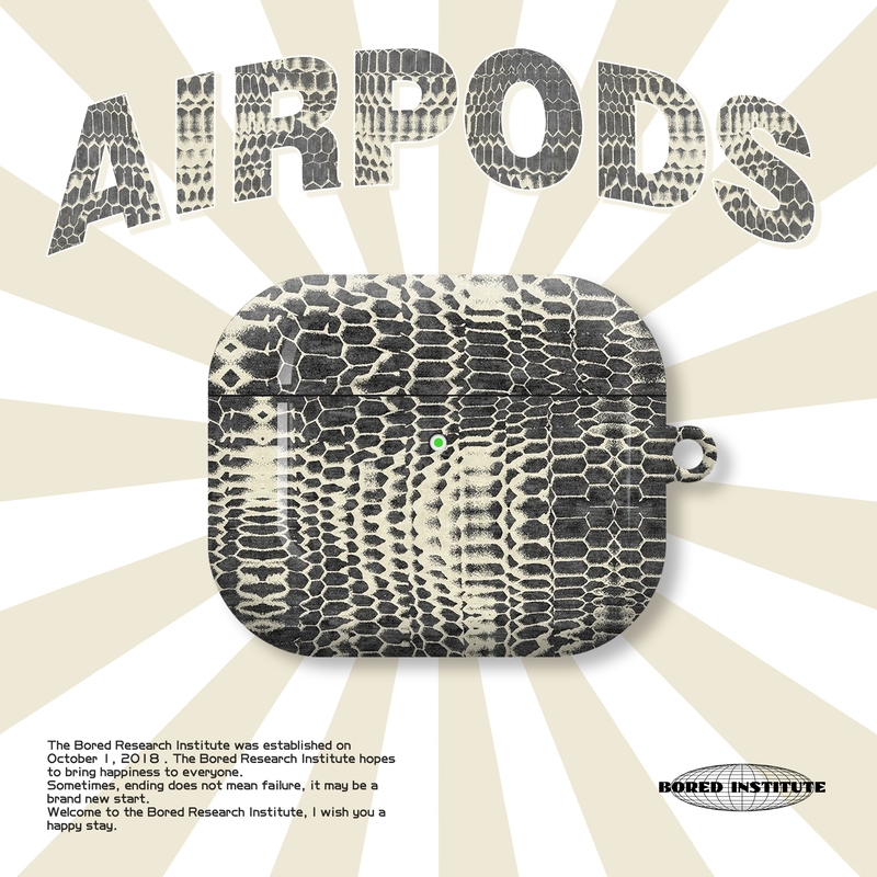 潮流黑棕蛇纹复古亚文化Y2K小众欧美适用于AirPods3代耳机壳AirPodsPro第二代/一代保护套光面硬壳AirPods4代