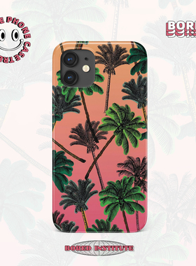 小众美式街头椰树西海岸插画适用于苹果7/8p/X/XS/XR/11/12/14/15/16promax菲林手机壳imd硅胶软壳小米华为