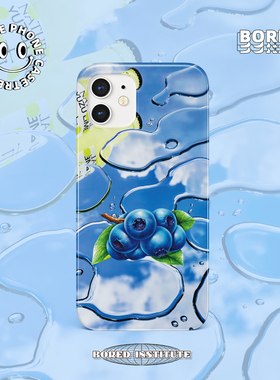 vintage复古小众清新天空蓝莓适用于苹果IPhone11/12/13pro/14/15/16菲林手机壳imd硅胶软壳小米华为