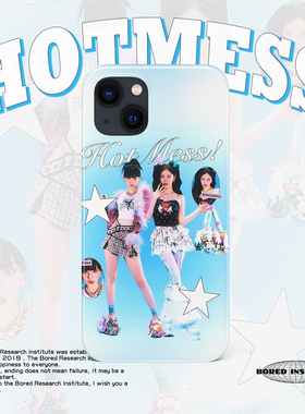 小众千禧年可爱y2k少女蓝色简约复古适用于苹果IPhone15/14plus/13pro/12/11/16/16promax菲林手机壳IMD软壳