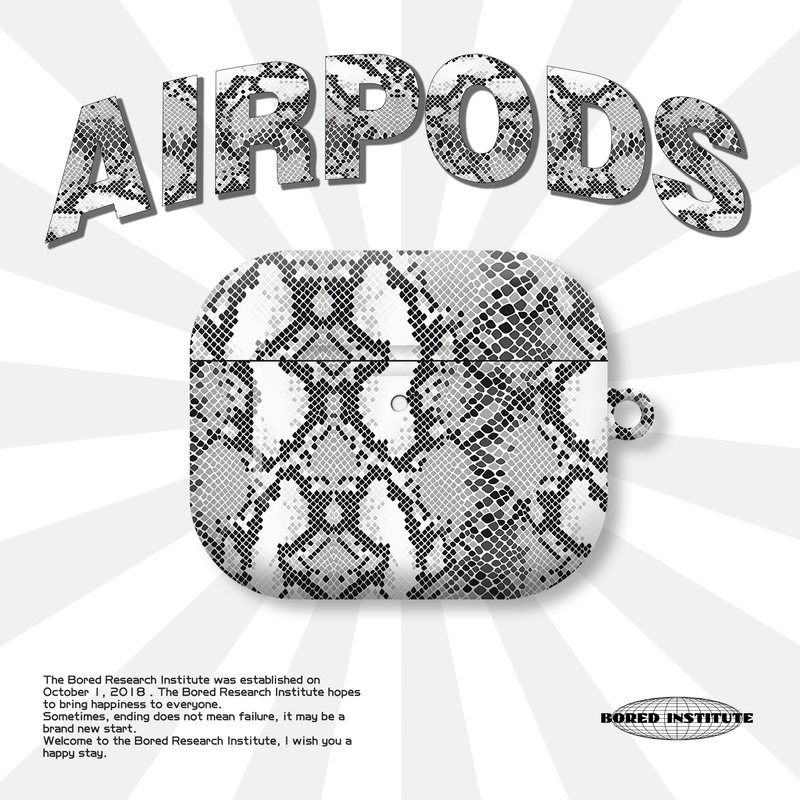 黑白蛇纹潮流复古美式简约艺术个性ins风AirPods3代耳机壳AirPodsPro第二代/一代保护套光面硬壳AirPods4代