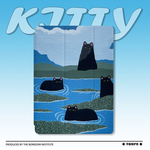 小众欧美油画艺术猫咪适用苹果iPadPro11三折保护壳air5/mini6潮