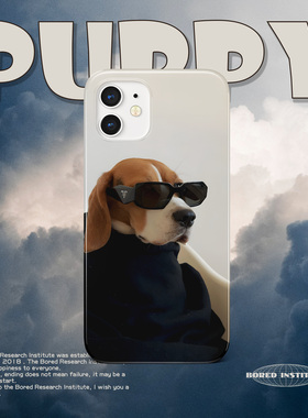 可爱戴墨镜的小狗小众适用于苹果IPhone11/12/13/14promax/15/16promax菲林手机壳IMD全包软壳小米华为oppo
