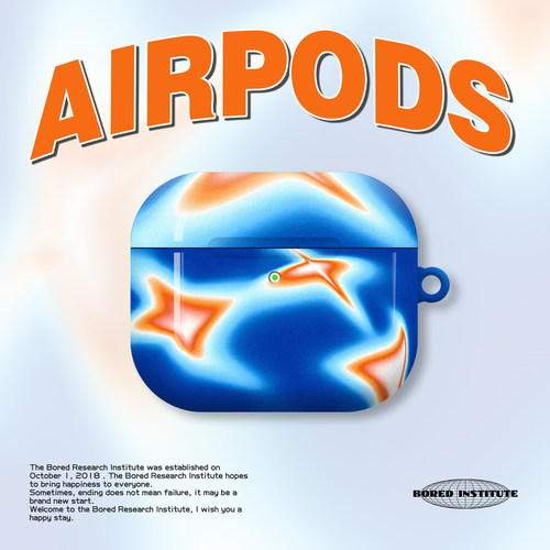 橙蓝色艺术渐变色彩小众复古噪点潮流适用于苹果AirPods3代耳机壳AirPodsPro3/二代保护套光面硬壳AirPods4代