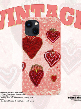 ins风潮流复古爱心艺术简约插画复古适用于苹果IPhone15/14plus/13pro/12/11/16/16promax菲林手机壳IMD软壳