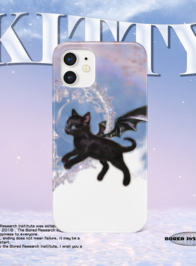 情侣款小众天使猫咪黑猫潮流复古简约Y2K适用于苹果IPhone15/14promax/13pro/12/11/xs/16菲林手机壳IMD软壳