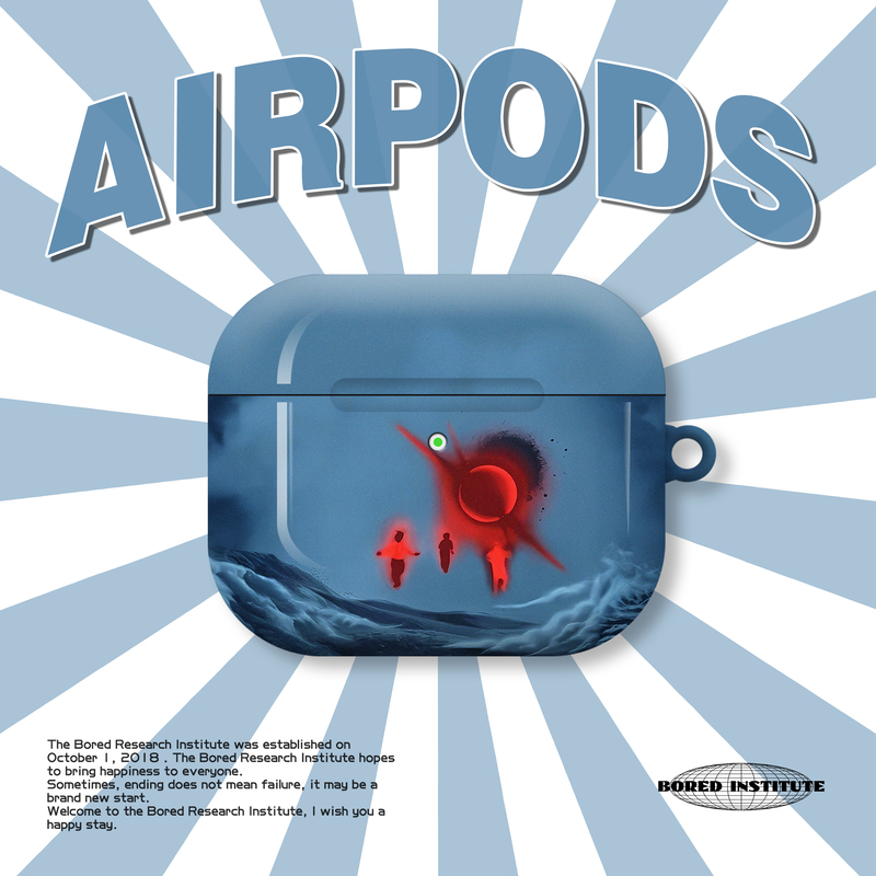 复古噪点蓝色虚幻小人潮流艺术欧美适用于AirPods3代耳机壳AirPodsPro第二代/一代保护套光面硬壳AirPods4代
