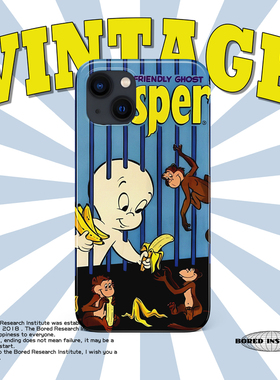 监狱香蕉猴子小众幽灵美式潮流插画复古适用于苹果IPhone15/14plus/13pro/12/11/16/16pro菲林手机壳IMD软壳