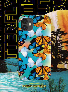 哥特复古渐变蝴蝶插画小众适用于苹果IPhone11/12/13promax/14/15/16菲林手机壳imd硅胶软壳小米华为