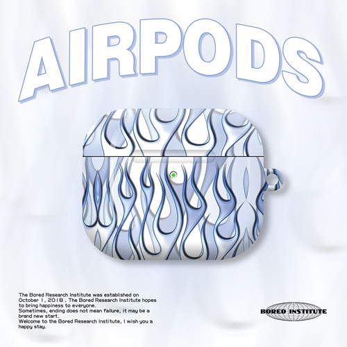 赛博火焰天蓝色插画艺术嘻哈小众ins适用于AirPods3代耳机壳AirPodsPro第二代/一代保护套光面硬壳AirPods4代