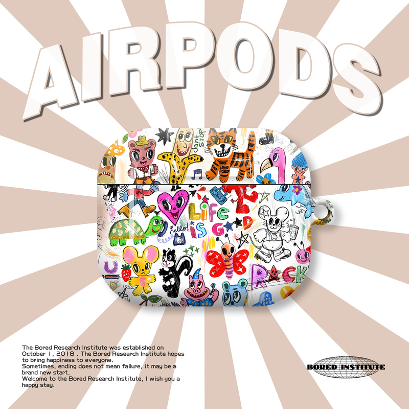 复古卡通潮流插画ins风爱心美式艺术适用于AirPods3代耳机壳AirPodsPro第二代/一代保护套光面硬壳AirPods4代