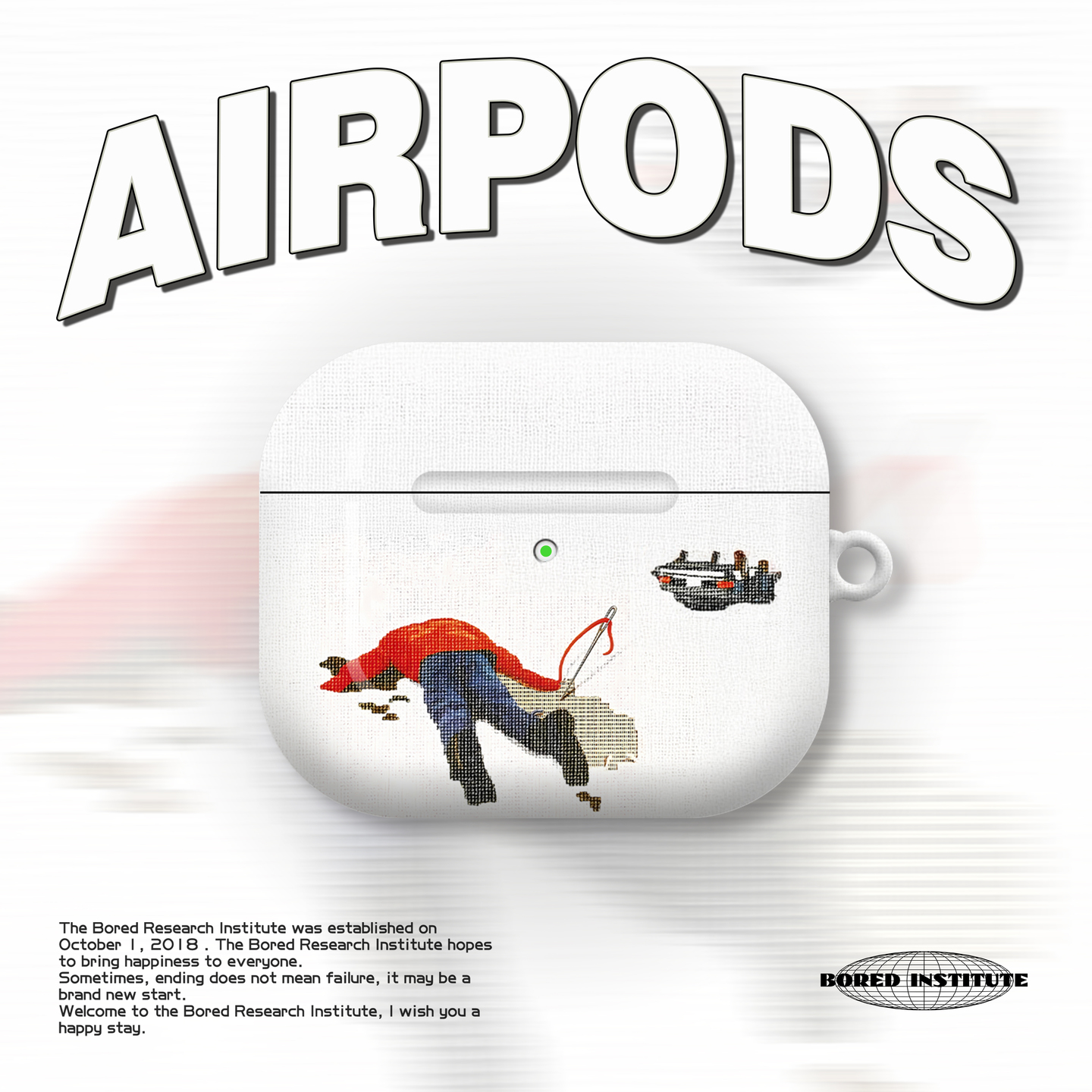 艺术像素风印花小众慵懒小人简约潮流适用于苹果AirPods3代耳机壳AirPodsPro3/二代保护套光面硬壳AirPods4代