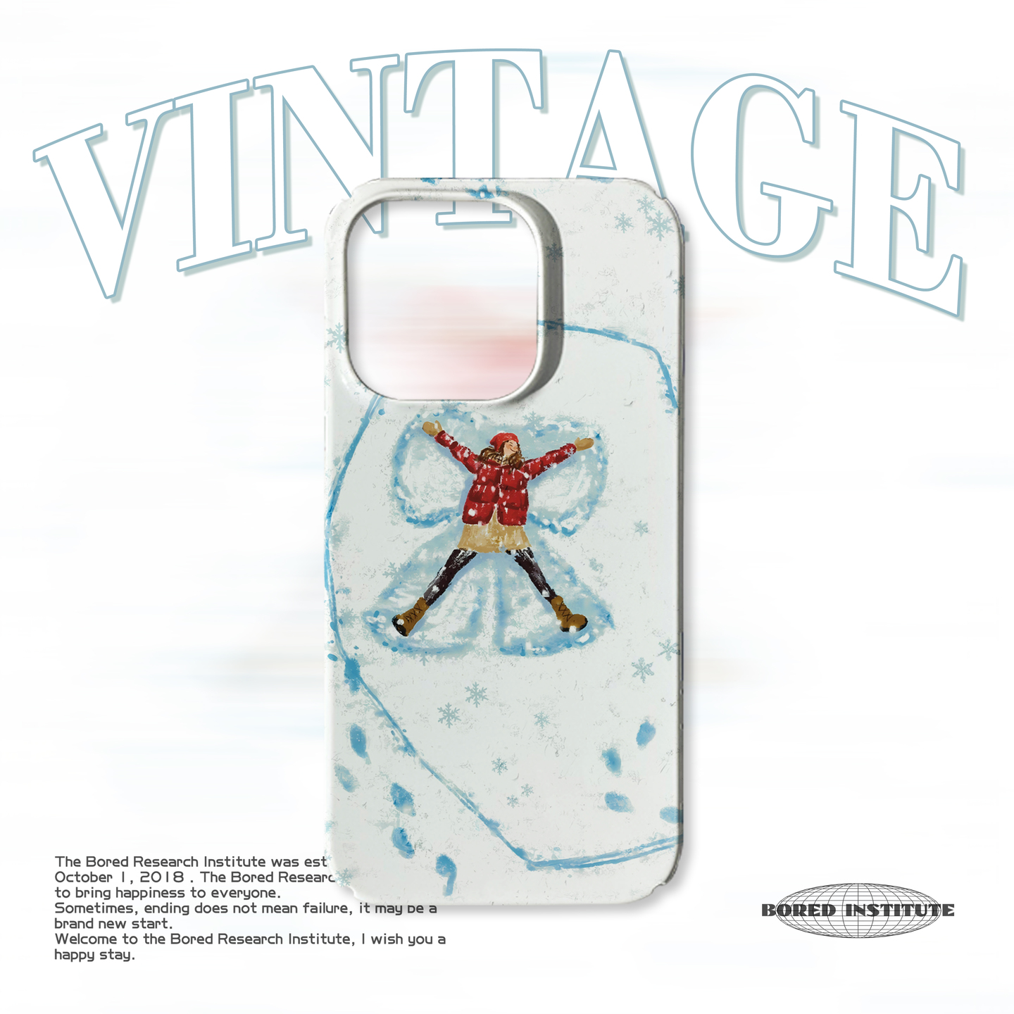 情侣插画小众复古雪地慵懒插画适用于苹果IPhone15/14plus/13pro/12/11/16/16promax菲林磁吸手机壳IMD软壳