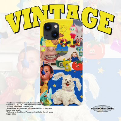 小众复古拼贴画毛绒小狗童趣贴纸艺术适用于苹果IPhone15/14plus/13pro/12/11/16/16promax菲林手机壳IMD软壳