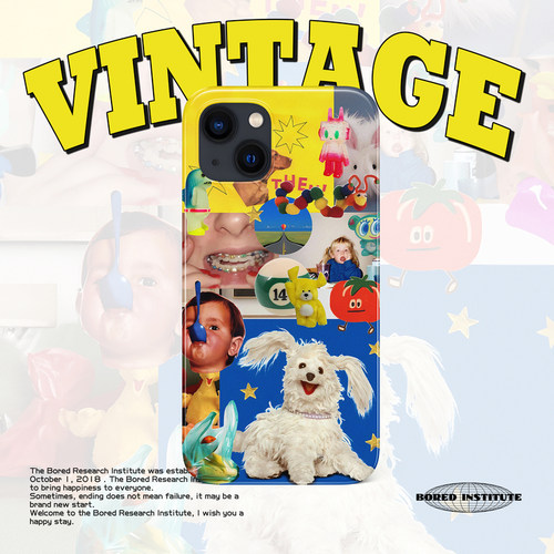 小众复古拼贴画毛绒小狗童趣贴纸艺术适用于苹果IPhone15/14plus/13pro/12/11/16/16promax菲林手机壳IMD软壳