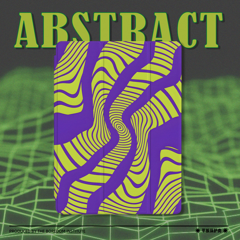 原创漩涡紫绿潮流复古简约线条迷幻时尚艺术适用于苹果2022款iPadPro12.9/11三折保护壳air5/mini6防摔ipad,3C数码配件,平板电脑保护套/壳,淘宝优惠券,粉丝福利购,淘宝优惠卷