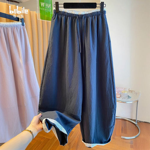 女童裤子夏季薄款2026新款花边阔腿裤大童休闲运动裤女孩儿童长裤