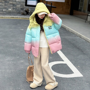 女童羽绒棉棉服冬装2025新款女大童加厚多巴胺棉衣儿童保暖面包服