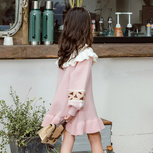 8岁9 小学生荷叶边裙子7 女童针织连衣裙秋冬韩版 洋气长裙儿童冬季