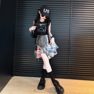 女童裙子套装又酷又飒2025新款女大童夏季爵士舞儿童夏装潮酷穿搭