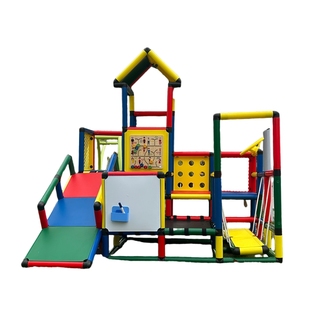 儿童室内游乐diy百变管道攀爬架带滑梯蹦床和荡桥多功能游乐组合