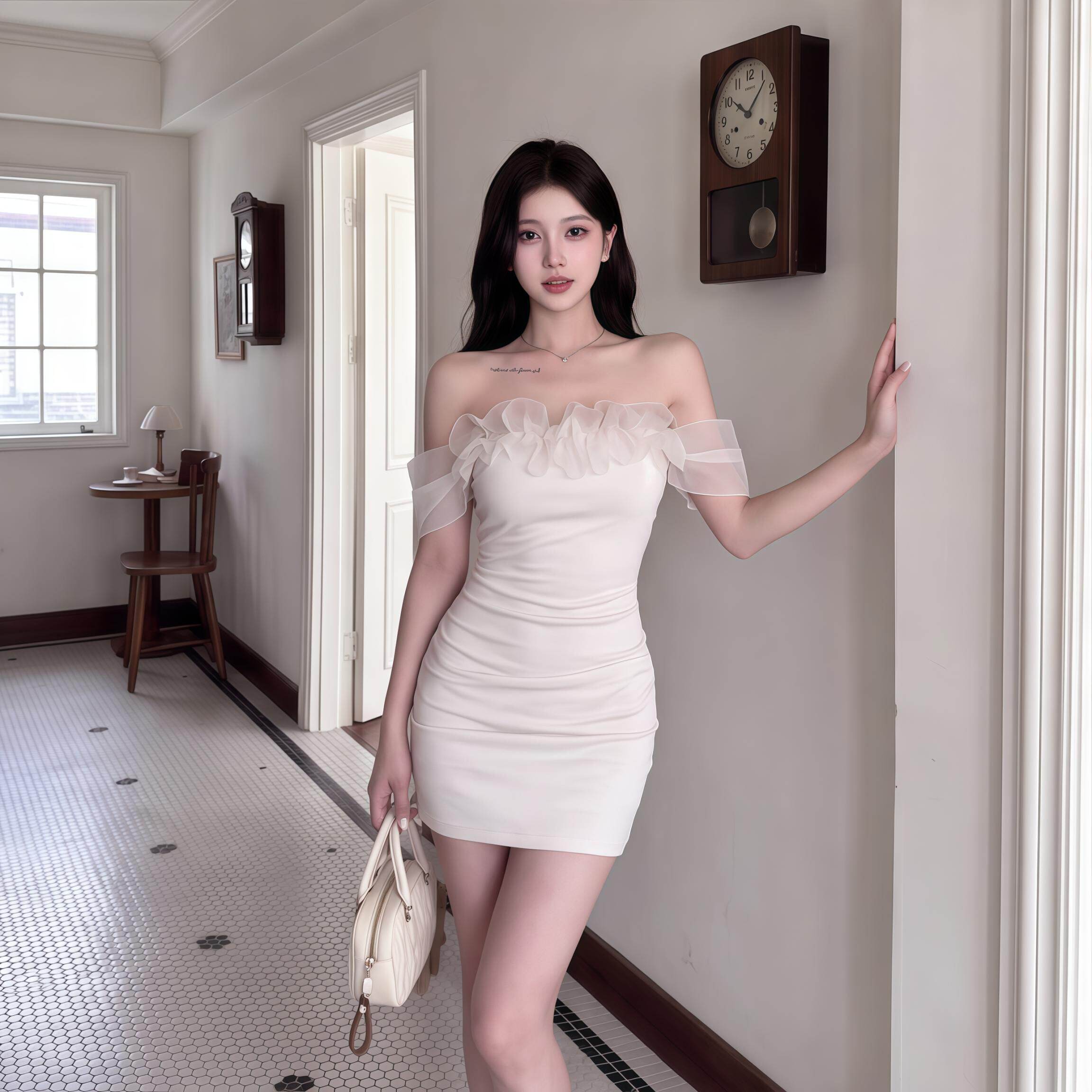 专柜正品纯欲辣妹一字肩花朵抹胸纯色连衣裙女夏季2026新款修身包