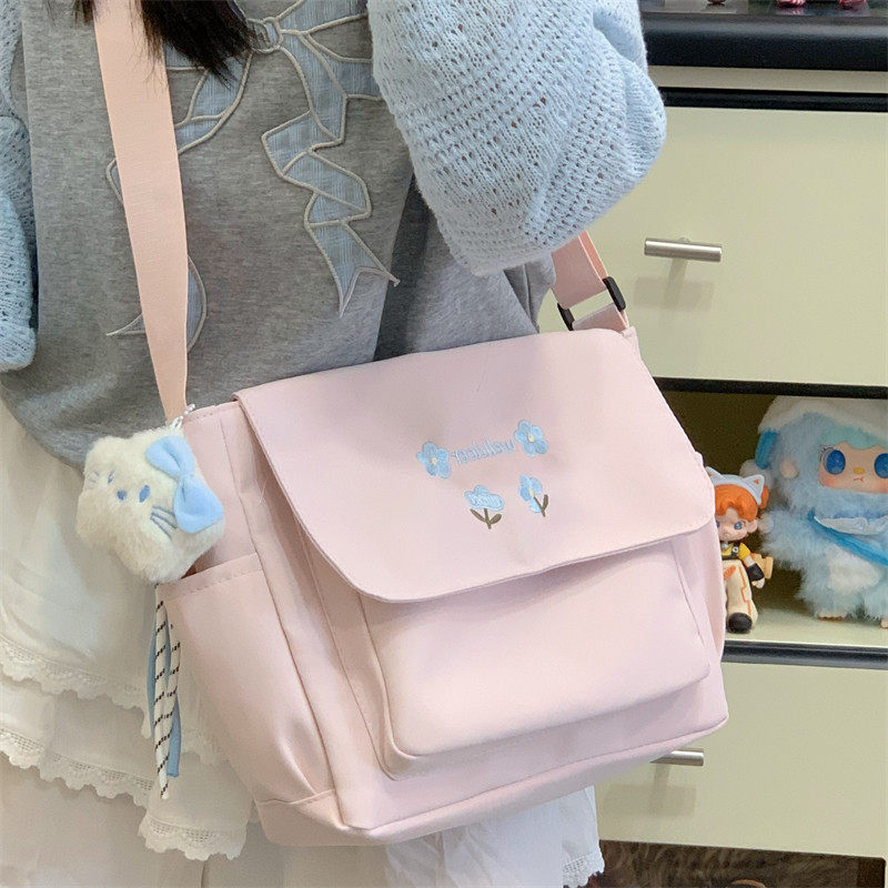 专柜正品女生大容量小学生单肩包初中生上课拎书袋简约少女可爱百