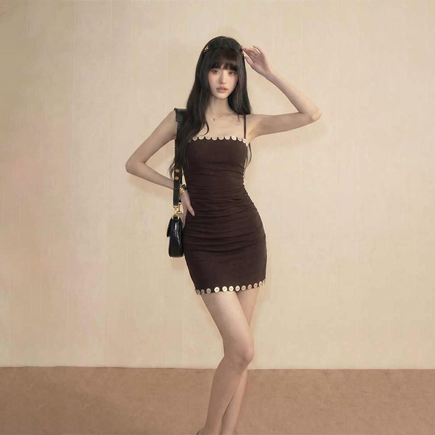 专柜正品美式复古抹胸吊带连衣裙女夏季设计感纯欲辣妹修身显瘦纽