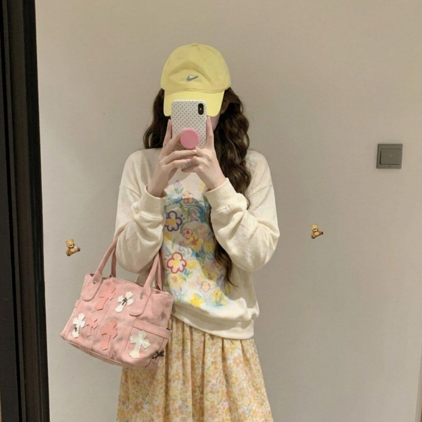 专柜正品美式花朵印花白色薄款长袖T恤女夏季外搭轻薄防晒罩衫空