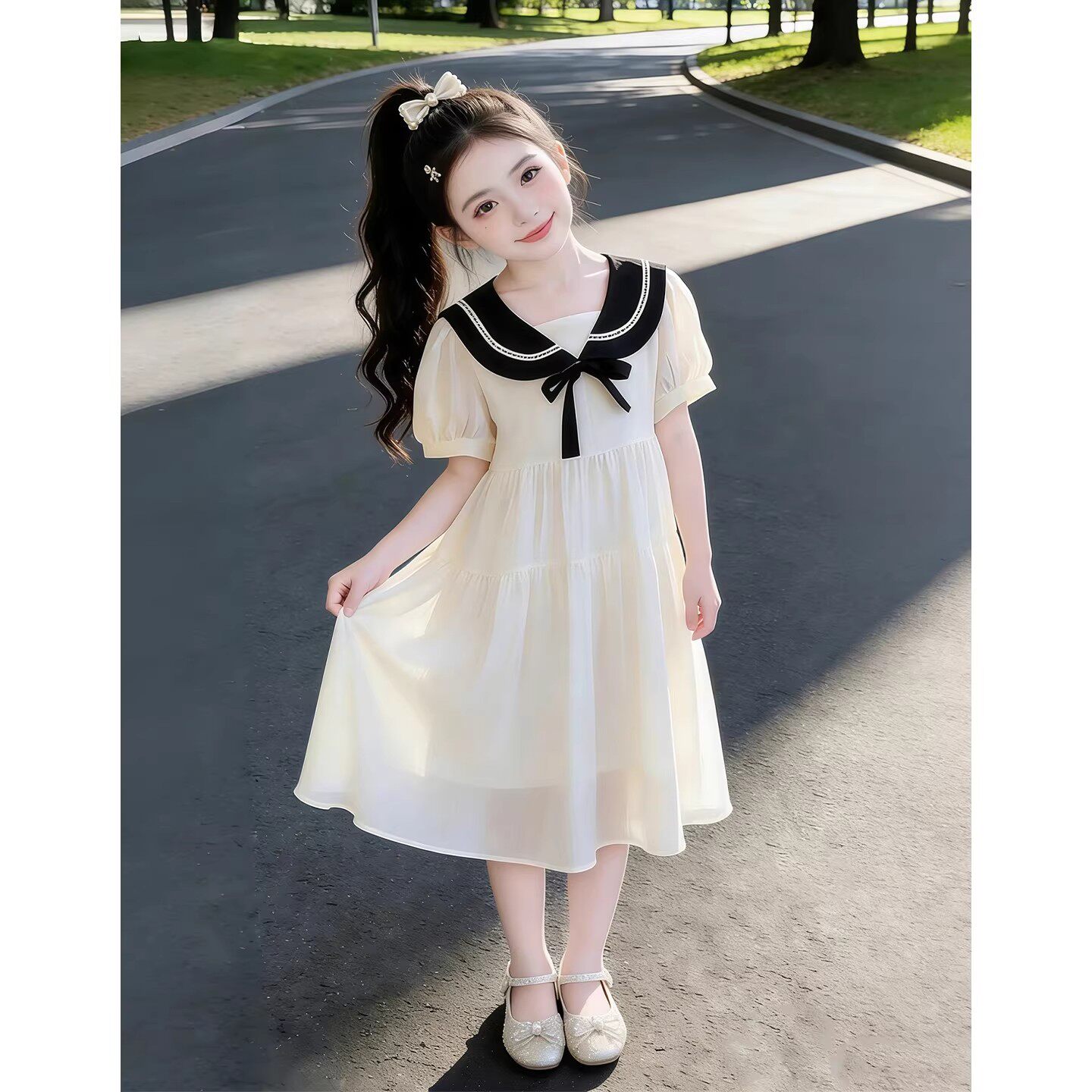 专柜正品女童连衣裙夏装2026新款儿童夏季巨好看短袖裙子女大童时