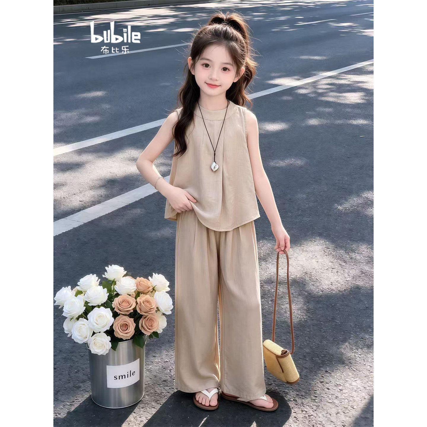 专柜正品女童夏季套装2026新款儿童无袖背心阔腿裤韩系松弛感休闲