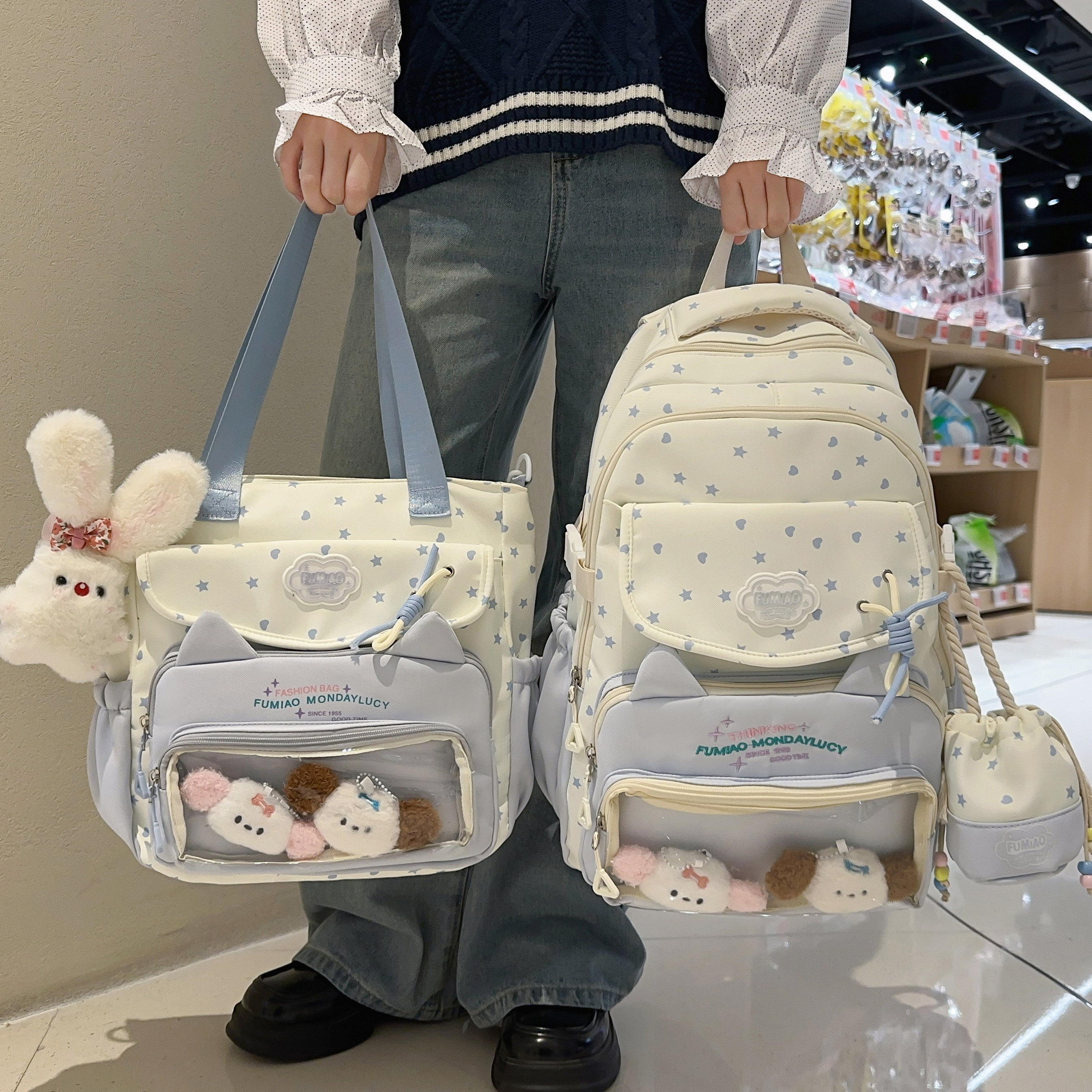 专柜正品可爱风学院风防水书包百搭初中森系双肩包ins风高中生日