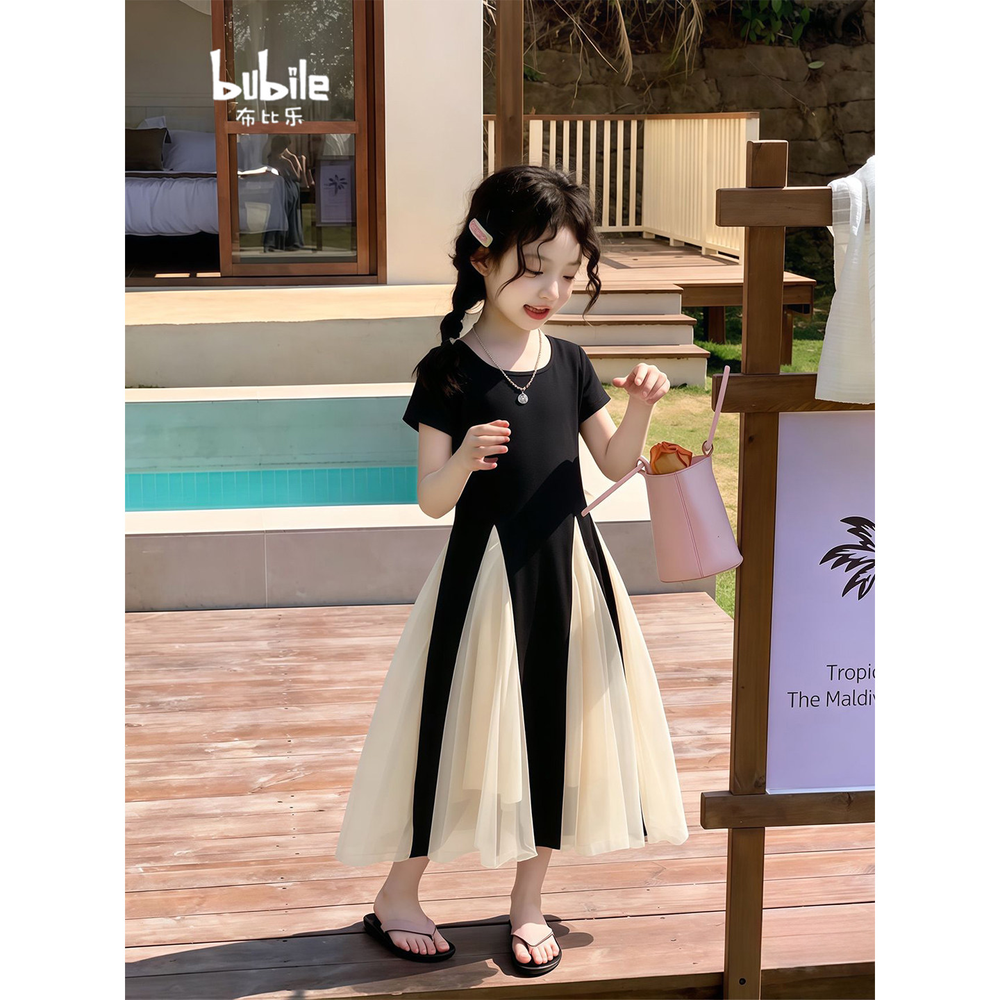 专柜正品女童连衣裙表演服2026夏季新款儿童公主裙女孩舞蹈裙子夏