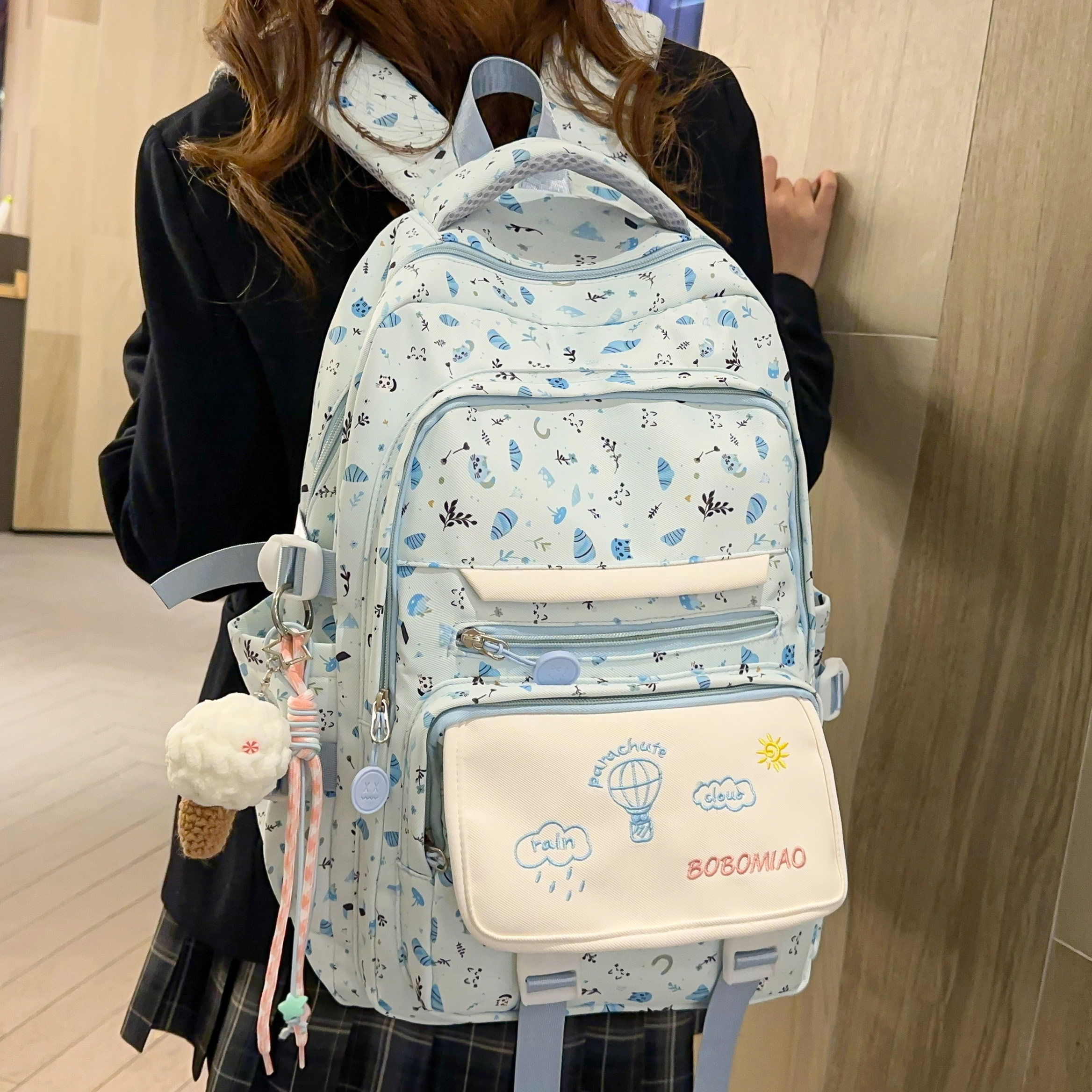 专柜正品学院风可爱印花书包初中生女生高中学生双肩包大学生旅行