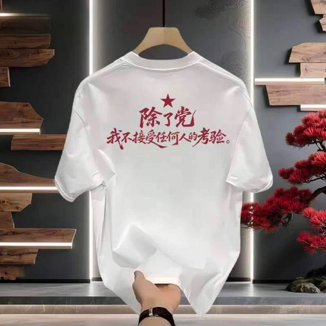 专柜正品夏季新款中国风个性文字创意印花男士宽松重磅纯棉短袖t