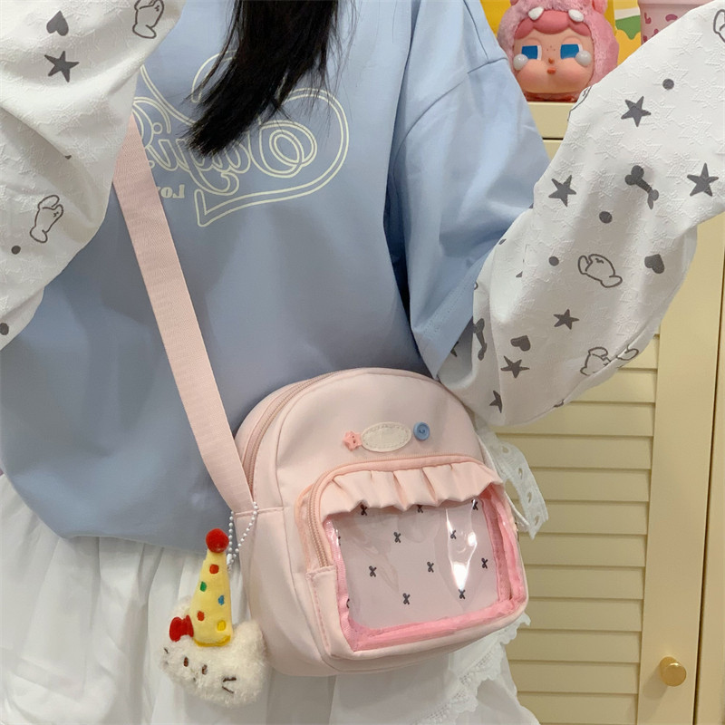 专柜正品甜美少女可爱小包包小清新百搭斜挎包儿童单肩包透明吧唧