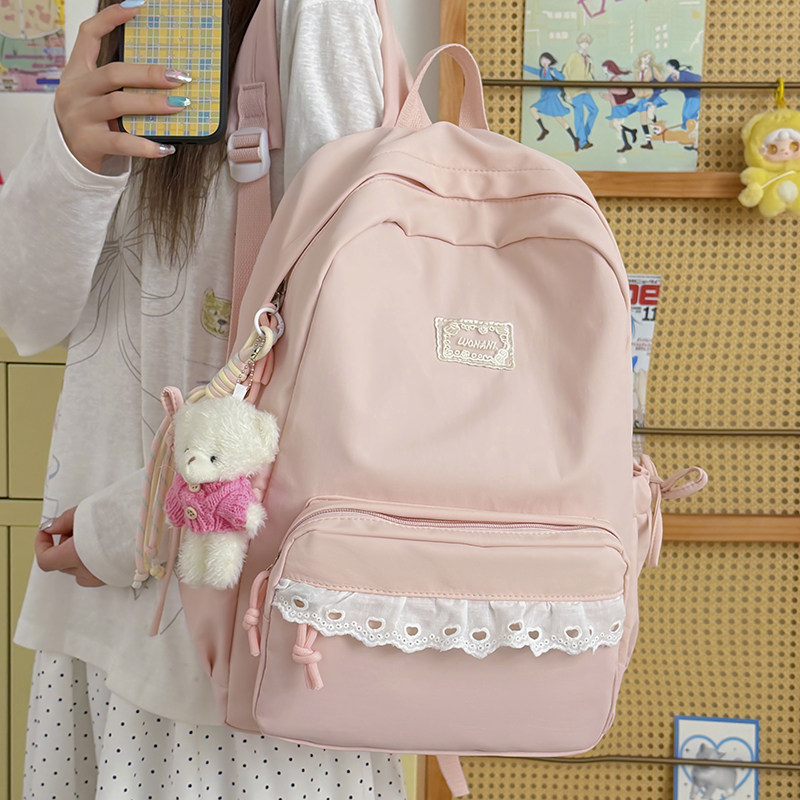 专柜正品ins小众韩系书包初中生女孩软妹子小学生大容量双肩包高