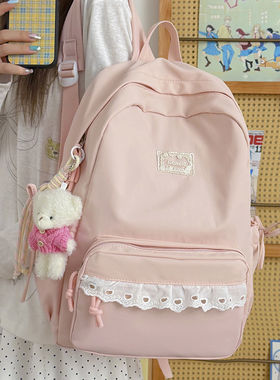 专柜正品ins小众韩系书包初中生女孩软妹子小学生大容量双肩包高