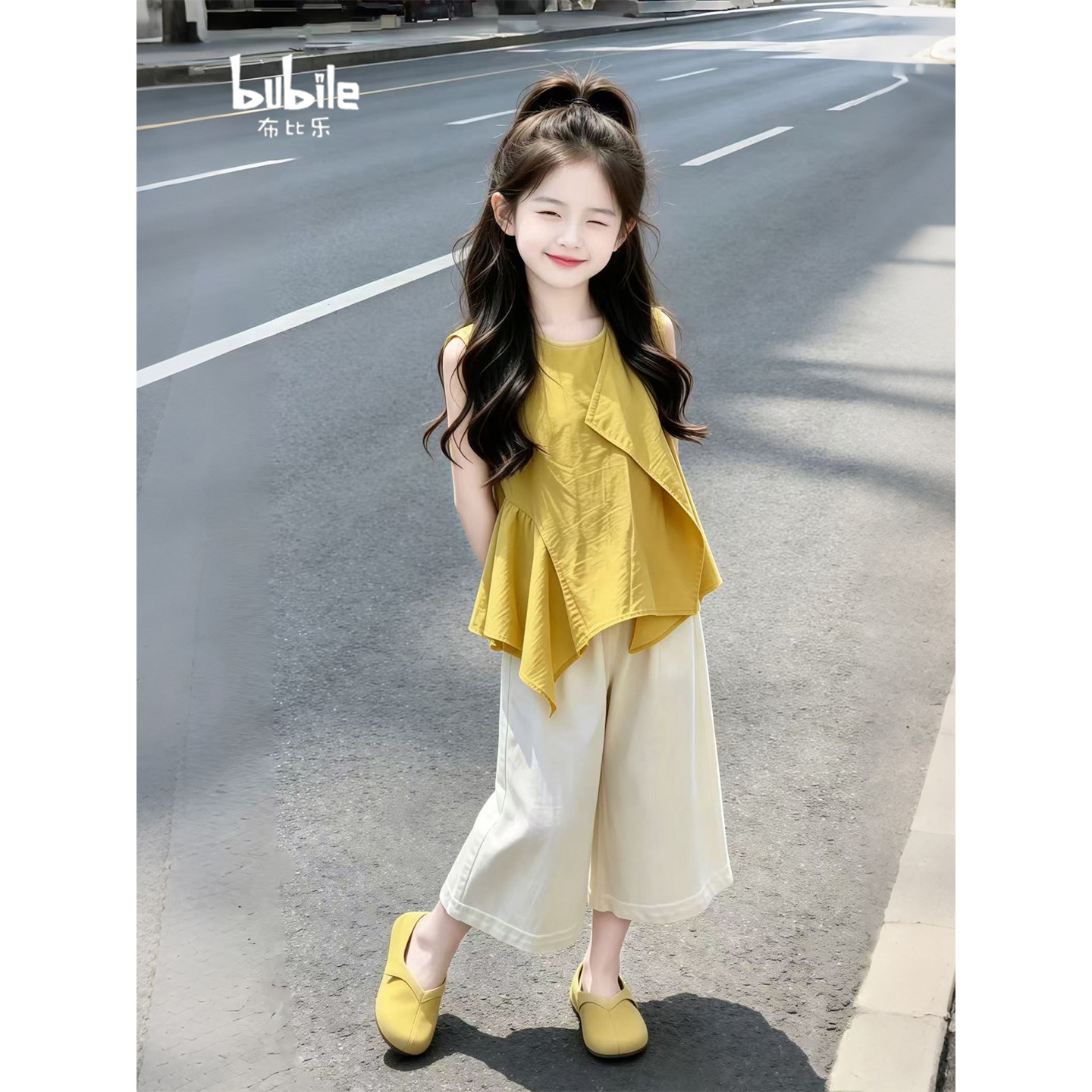专柜正品女童夏套装2026新款儿童不规则背心阔腿裤夏季小女孩韩版