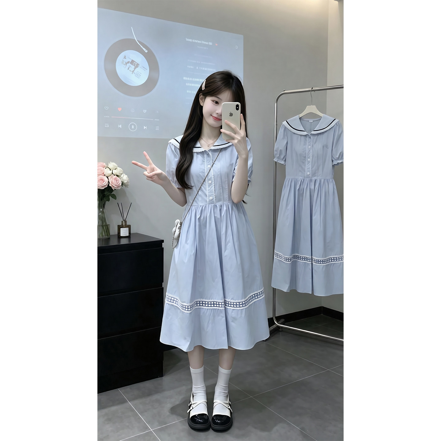 专柜正品女童连衣裙轻奢小众高端夏2026新款初中生学院风裙子儿童