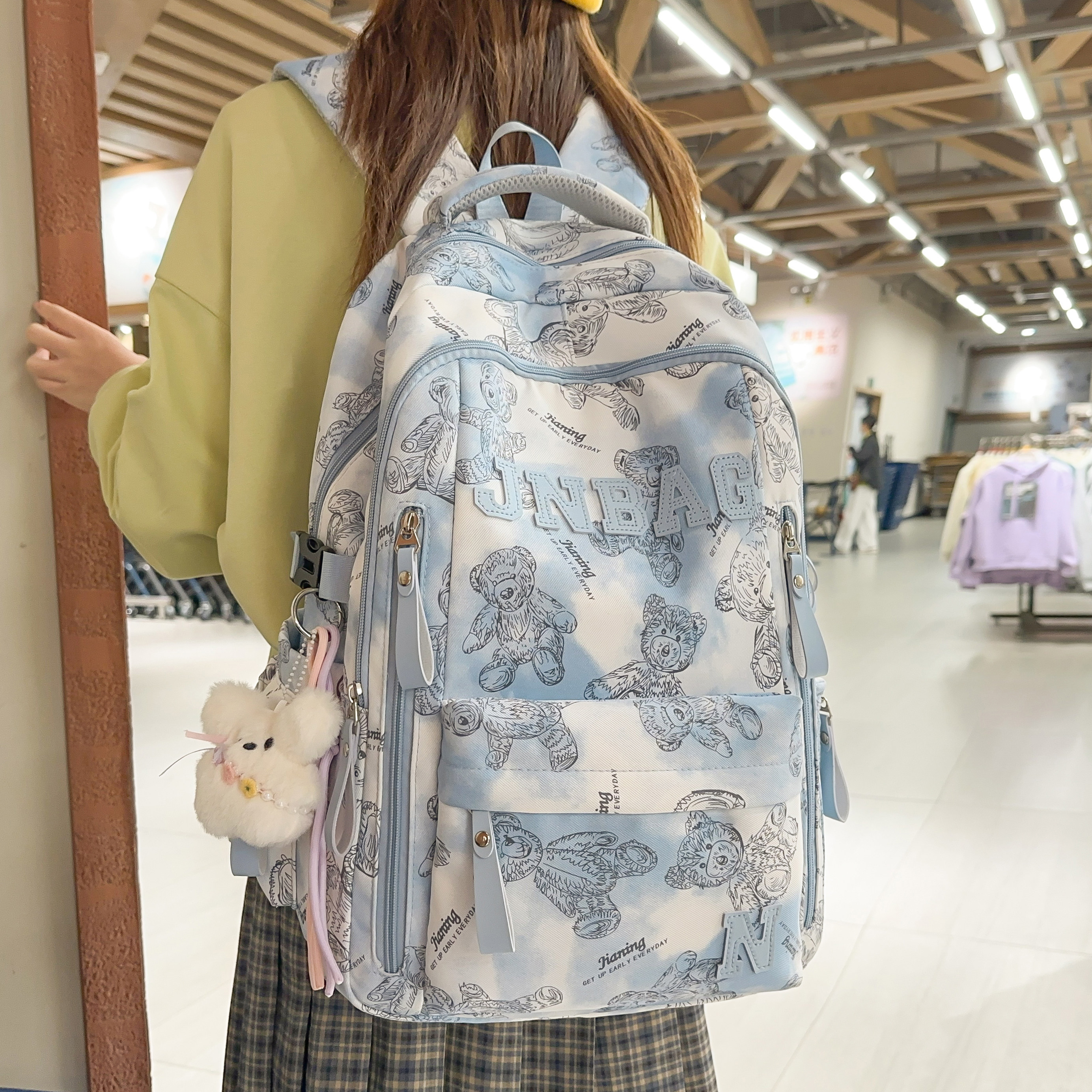 专柜正品小学生书包小熊印花初中生高中女生双肩包森系小清新大学