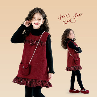 加厚红色裙子本命年年服套装 女孩冬季 搭配一整套2026新款 女童冬装